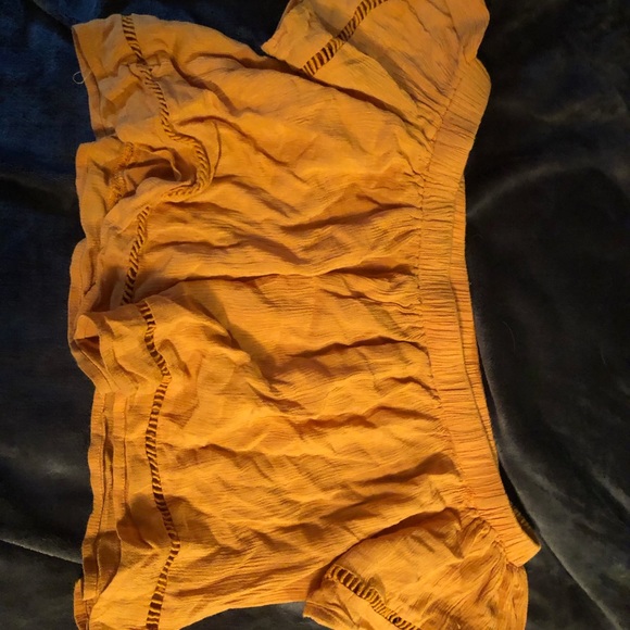Yellow off the shoulder ruffled crop top. - Picture 1 of 1